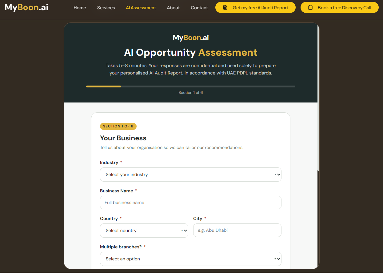 AI Opportunity Platform structured intake flow